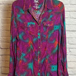 Rock 47 by Wrangler Multicolor Neon Leopard Snap Shirt Women's L Rodeocore Glam Pink Size L Photo 0