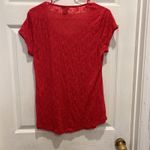 Ann Taylor Women's Size Large Raspberry Red Pink Burn Out Short Sleeve Top Photo 3