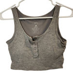 Klassy Network  Gray Waffle Knit Lounge Ultra Crop Henley Tank Top Brami Medium Photo 0