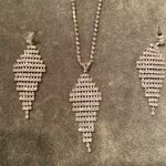 BOUTIQUE Rhinestone Raindrop Necklace and Earrings Silver Photo 3