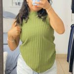 Amazon Green Ribbed Mock Neck Tank Top Photo 0