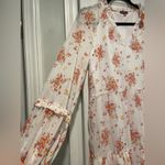 Vince Camuto NWT Size S White Floral Ruffle Flowy Long Sleeve Sheer Mini Dress Photo 2