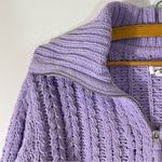 Aerie Chunky Cowl Neck Quarter Zip Long Sleeve Purple Sweater Size S Photo 5