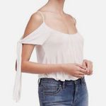 Free People  Ivory White Boho Cold Shoulder Top Photo 5