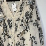 Allison New York Jules Blouse Cream Black Size Large NWT Ruffles Cuffs Lace Trim Photo 5