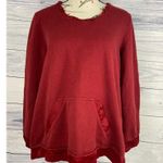 Soft Surroundings Sweatshirt Womens PM Satin Trim Fleece Lining Pocket Wine Red Photo 2