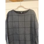 Eileen Fisher  Sweater Sz Small Gray Windowpane Fine Merino Wool Boxy Soft Dressy Photo 5