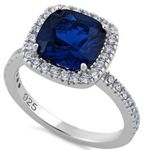 New Deep Blue Sapphire Ring Silver 925 Size 8 Photo 1