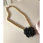 Topshop Black Onyx Raw Crystal Rock Pendant Gold Tone Chain Statement Necklace Photo 6