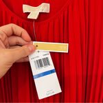 NEW Michael Kors Red Pleated Dress with Logo Gold Belt Size XL Photo 3