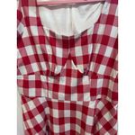 GOOBGS Red White Gingham Plaid Square Neck Puff Sleeve Fit Flare Dress XL Photo 4