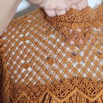 Mine Brown Puffy Sleeve Blouse with Crochet Detail NWOT Size Medium Photo 3