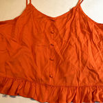 Abound  Womens Orange Cami‎ Top Ruffle Hem Button Front Sleeveless 1X Photo 3