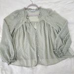 ZARA Green Sheer Ruffled Polka Dot Blouse Balloon Long Sleeve Size SMALL Photo 5