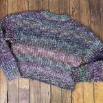 EXPRESS Women’s Mink Pink cropped crew neck Purple and olive Knit Sweater size small Photo 5