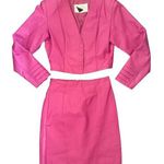 Vintage 80s Yucatan Bay Pink 2 Piece Leather Mini Skirt Jacket Matching Suit Set Photo 0