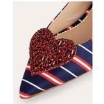 Boden USA Boden Heart Sequin Pointed Toe Flats Red Blue Striped Fabric US 12 New in Box Photo 2