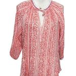 Poupette St. Barth Silk Tassel Print Tie Peasant Blouse Fringe Trim Top Womens S Photo 0