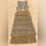 Hutch NEW Plunge V Neck Tiered Tulle Sky Floral Gown Dress sz 14 Photo 4