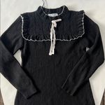 ZARA  GOTHIC STYLE HIGH COLLAR BLACK KNIT LONG SLEEVE MINI DRESS WITH BOW Medium Photo 4