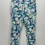 Boston Proper Denim Pants Women 10 Abstract Geometric Retro High Waisted White Photo 1