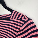 Talbots  Pink Blue Striped Stretch Boat Neck 3/4 Sleeve Top Medium Zipper Accents Photo 2