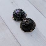 Vintage Clip On Earrings Domed Patterned Iridescent Finish Photo 5