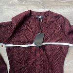 Paige NEW Nanari Metallic Cable Knit V-Neck Cardigan in Burgundy Sparkle Photo 9