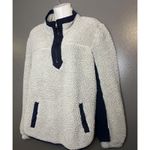 Mia & Tess Sherpa Pullover Womens XL Gray Navy Quarter Zip Fleece Sweater Cozy Photo 2