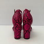 Festival Party Edgy Pink Black Animal Print Barbie Ankle Strap High Heel Size 10 Photo 5