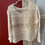 Charming Charlie Embroidered Crochet Long Sleeve Sweater Blouse Photo 3