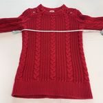 LL Bean Red Rope Stitch Cable Cotton Pullover Sweater Size SMALL Photo 4
