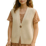 Hasting & Smith Cream Knit Button Front Vest Women’s Size L – 100% Cotton Photo 0