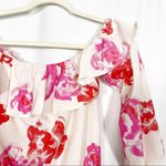 Amanda Uprichard Off The Shoulder Floral Ruffle Delilah Shift Dress: Pink/Red Photo 3