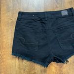 American Eagle  High Rise Festival Jean Shorts Sz 10 Black Stretch Denim Distress Photo 6