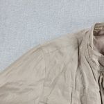 Chicos Women's Jacket 1 Beige Silk Metallic Snap Button Zip Lightweight Blazer Brown Size 10 Photo 8