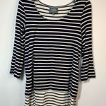 Milk Nursingwear Women's Pullover 3/4 Sleeve Striped Top Navy Blue & White Small Photo 0