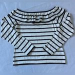 J.Crew Off-Shoulder Black and White Striped Top Size L Photo 1