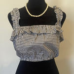 Forever 21 Gingham Ruffle Sleeveless Top - Black and White Photo 0