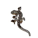 Vtg Clear & Green Rhinestones Reptile Lizard Gecko Jewelry Brooch Mint Condition Gold Photo 8