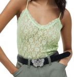 H&M size small camisole sheer light green lace tank top V-neck baby tee cropped Photo 0