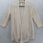 Brittany Black women's cardigan Cream Crochet Long Sleeve Size Small Cover up Photo 0