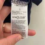 Gap EUC  women’s navy blue glitter decal‎ fleece lined long crewneck sweatshirt L Photo 2