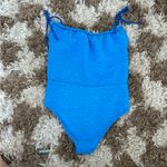 Free People NWOT FP beach Blue One-Piece textured shoulder tie Swimsuit Photo 2