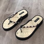 Joe Boxer Straw Sea Shell Platform Y2K Flip Flops Photo 3