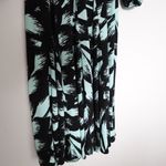 Bebe Vintage  O Jersey Printed Teal Black Long Sleeve Midi Dress Made in USA XS Photo 2