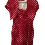 Geary Roark Pencil Dress w/ Jacket Polka Dot Red/White VTG Size10 NEW Rockabilly Red Size 10 Photo 0