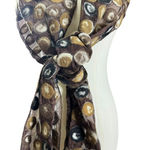 Pomegranate Moon Handcrafted Nuno Felted Wool & Chiffon Scarf — Tassel Fringe Brown Photo 0