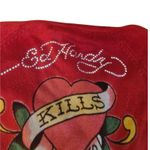 Ed Hardy Ed‎ Hardy Red Rhinestone Skull Butterfly Hoodie Dress Size L Photo 5