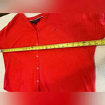 Tommy Hilfiger ✨ Waffle Red Cardigan Sweater Size M Long Sleeves V-neck oversized Photo 3